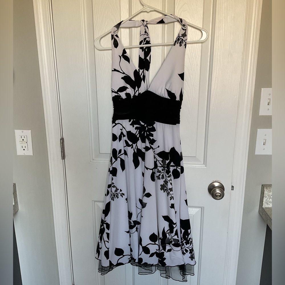 Speechless Black and White Floral Halter Midi Dress
